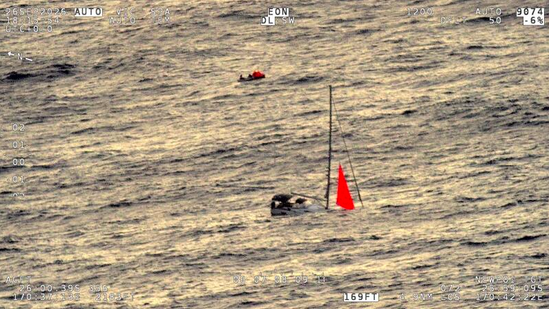 tip of mast after boat sinks due to sperm whale strike in Pacific Ocean
