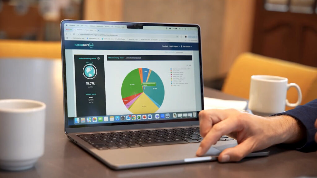 MarineShift 360 data on a laptop screen