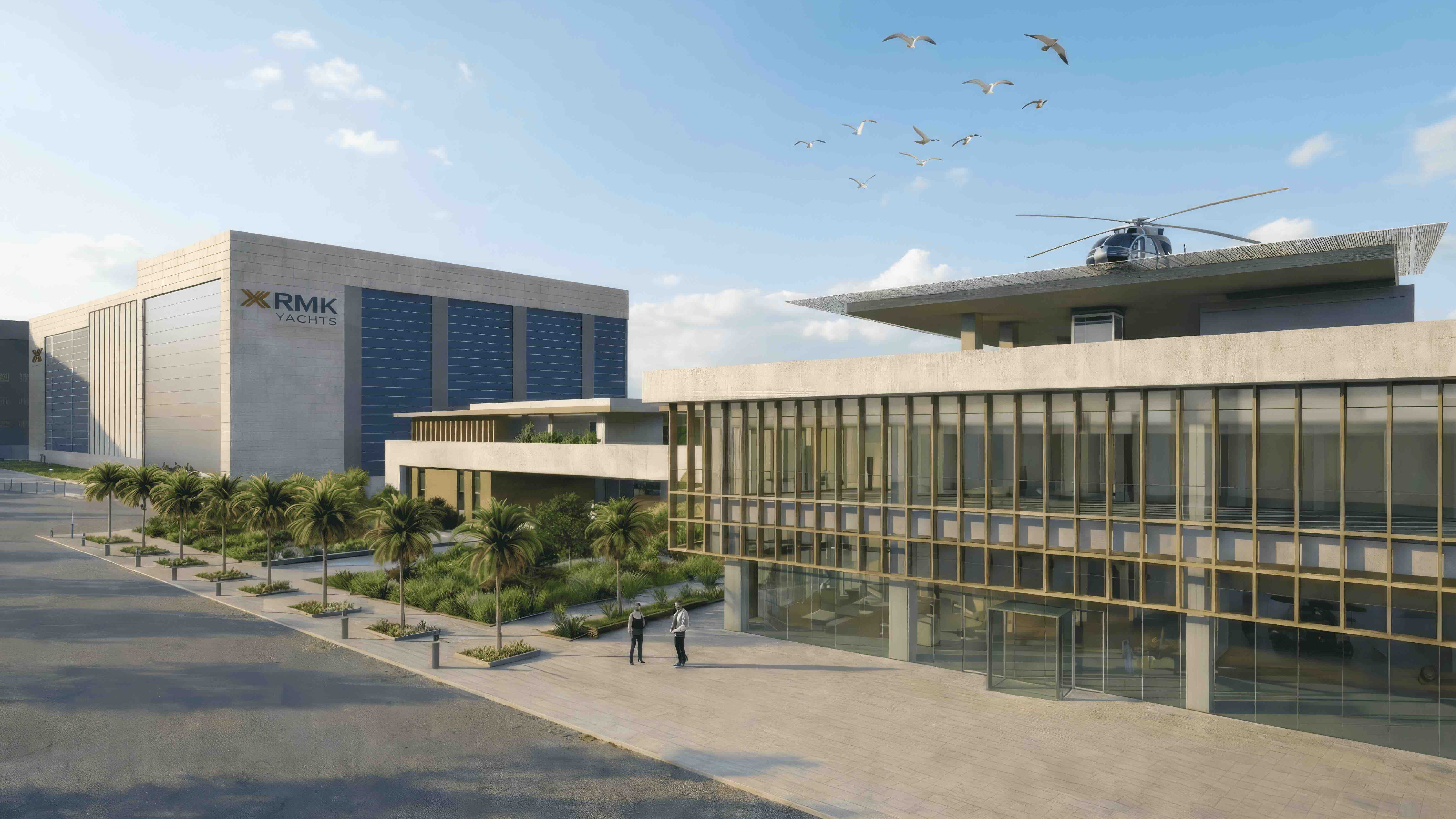 Rendering of RMK Yachts' new shipyard